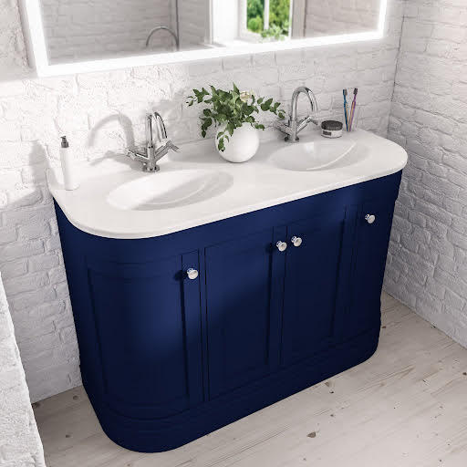 Opula Hardwick Cobalt Blue Freestanding Bathroom Vanity Unit with Double Basin – 1200mm