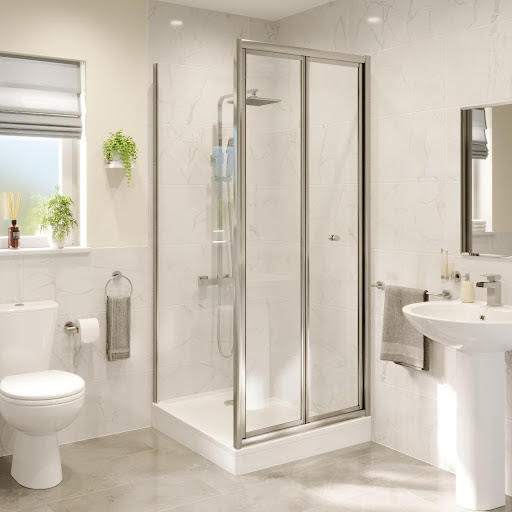 Hydrolux Bifold Shower Enclosure 800 x 800mm with Raised Tray and Waste - 4mm