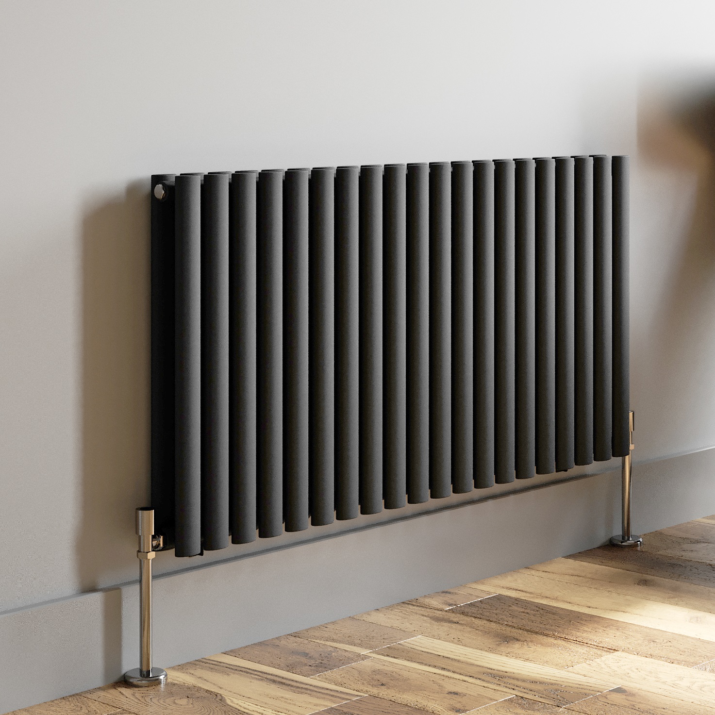 Anthracite Designer Radiator Horizontal Oval Column Double Panel Rad 600x1200mm eBay