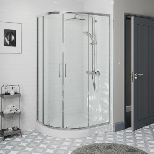 Diamond Offset Quadrant Shower Enclosure 1000 x 800mm (Left Hand) with Raised Tray and Waste - 8mm