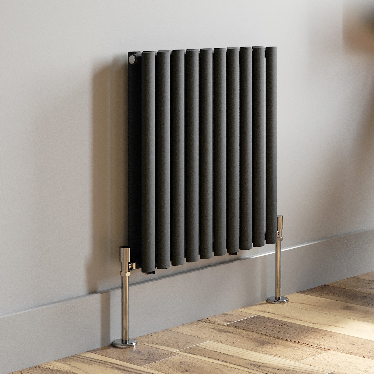 Anthracite Designer Radiator Horizontal Oval Column Double Panel Rad