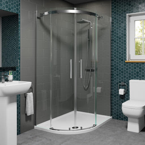 Diamond Frameless Offset Quadrant Shower Enclosure 1200 x 800mm with Tray (Left Entry) - 8mm