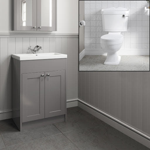 Park Lane Legend Toilet & Traditional Grey Vanity Unit 600mm