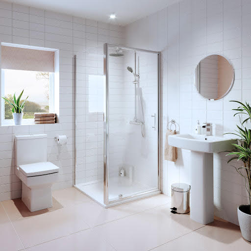 Bathroom Suite with Shower Enclosure, Toilet & Sink - 760mm