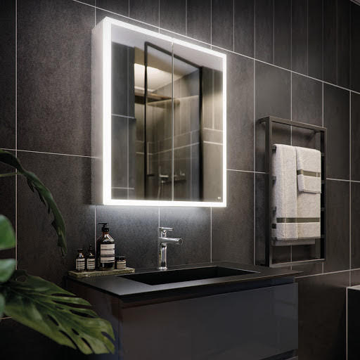 RAK Pisces LED Aluminium Mirror Cabinet with Demister Pad and Shaver Socket 700x600mm - Mains Power