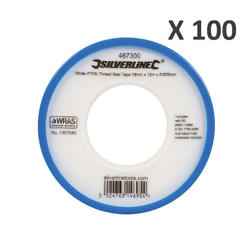 Silverline White PTFE Tape Pack of 100 - 12x12mm