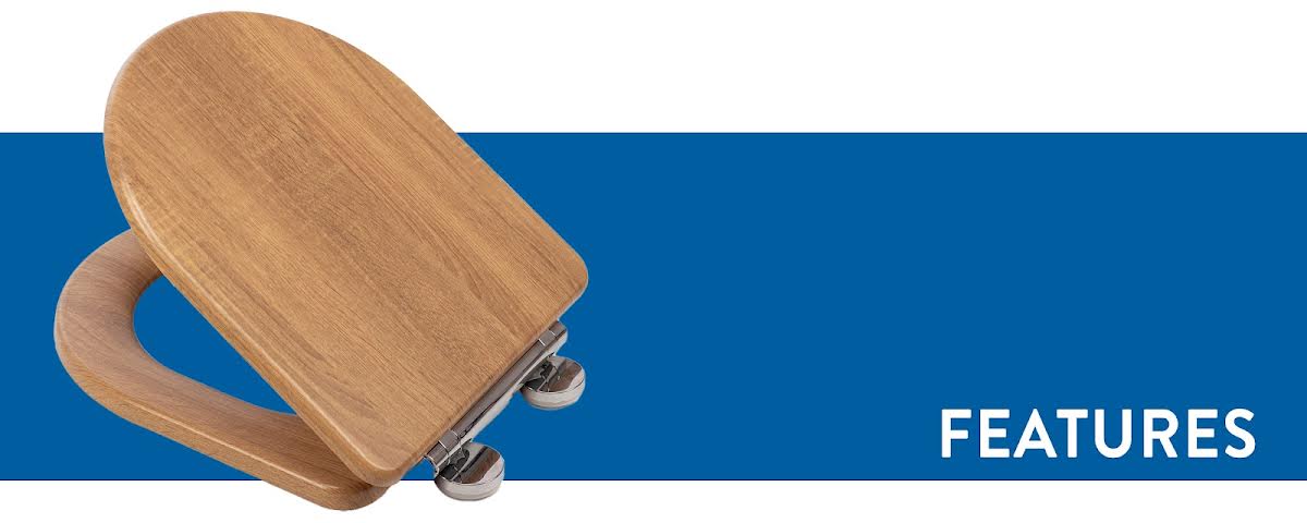 Croydex Levico Flexi-Fixu2122 D Shaped Wooden Soft Close Quick Release Toilet Seat - Teak Effect