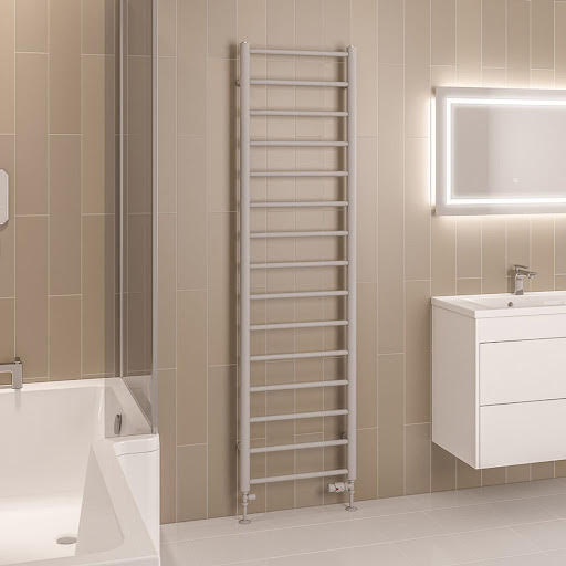 Solaro Tuscan Round Bar 1800 x 500mm Heated Towel Radiator - Matt Grey