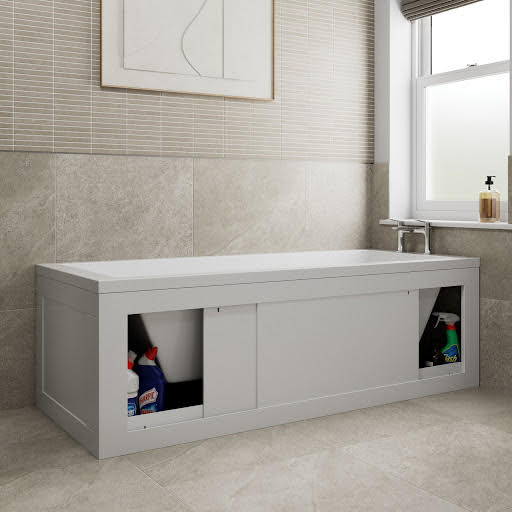 Ceramica White Storage Bath Panel 1700/660mm - Bath Panel Set MDF