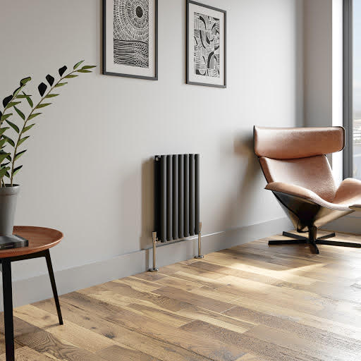 DuraTherm Horizontal Oval Tube Double Panel Designer Radiator - 600 x 420mm Anthracite