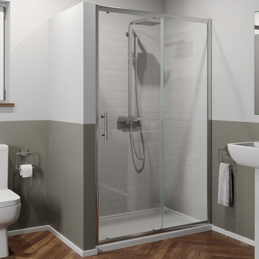 Luxura Sliding Shower Door 1400mm with 1400 x 900mm Tray - 6mm