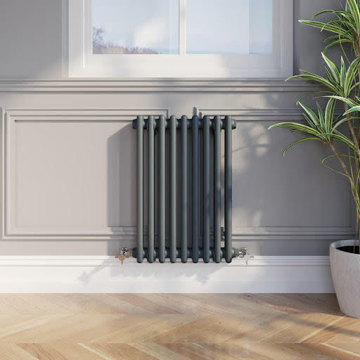 Park Lane Traditional Colosseum Double Bar Column Radiator Anthracite 600 x 425mm