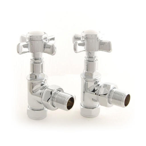 Towelrads Traditional Cross Head Angled Radiator Valve - Chrome