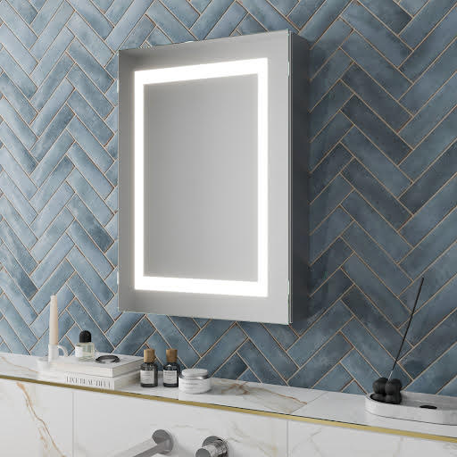 Artis Solas LED Aluminium Mirror Cabinet with Demister Pad and Shaver Socket 500x700mm - Mains Power