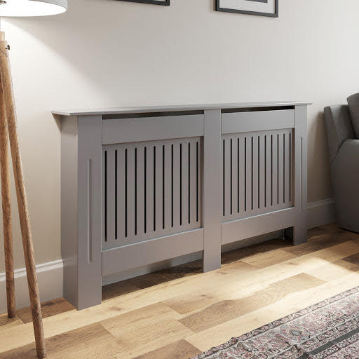 Radiator Cover Medium Grey Vertical Style